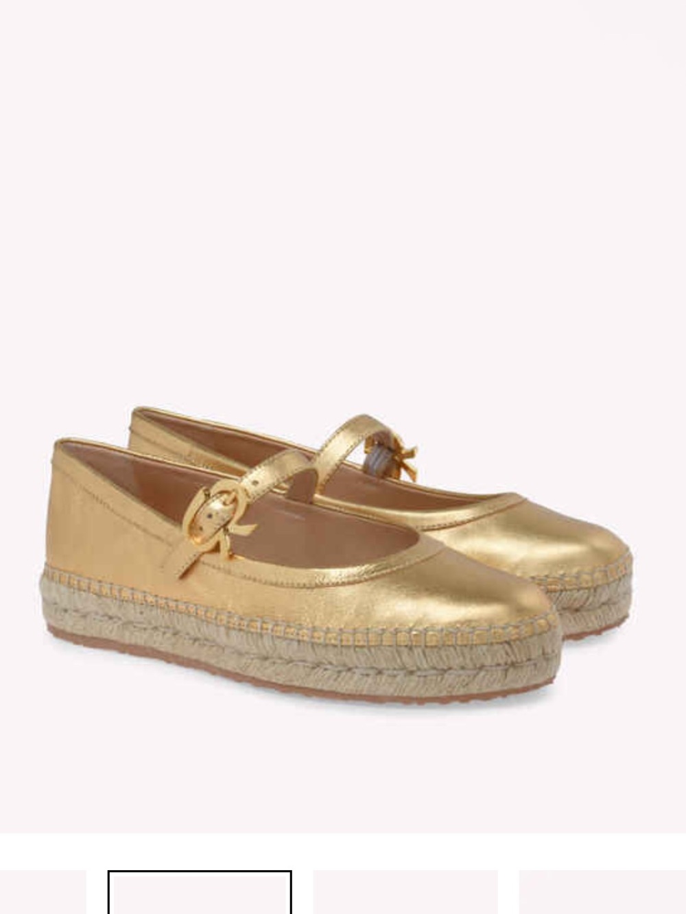 Gianvito Rossi Elda Gold Leather Mary Jane Espadrille Platform Flat 39.5